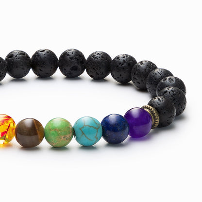 7 Chakra Diffuser Bracelet with volcanic Lava beads