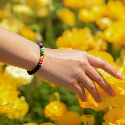 7 Chakra Diffuser Bracelet with volcanic Lava beads