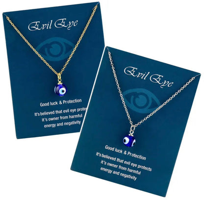 Stainless Steel Good Luck Protection Necklace Gift Fashion Three Sides Evil Blue Eye Pendant Necklace for Women
