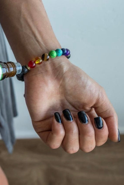 7 Chakra Diffuser Bracelet with volcanic Lava beads