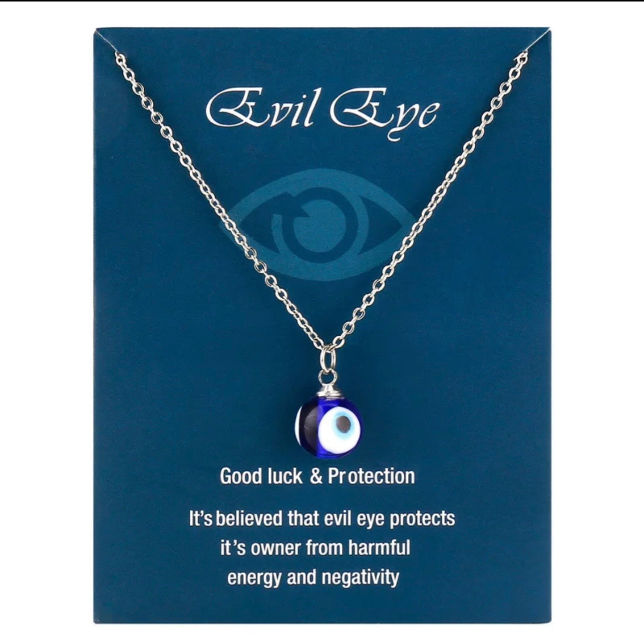 Stainless Steel Good Luck Protection Necklace Gift Fashion Three Sides Evil Blue Eye Pendant Necklace for Women